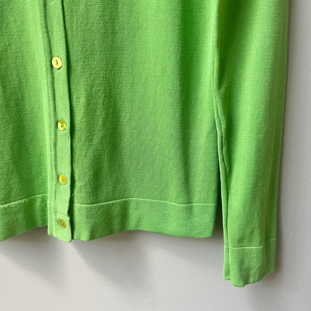 Vintage Cardigan Sweater Women's Small Silk Blend Lime Green Knit Retro Y2K - Picture 11 of 12